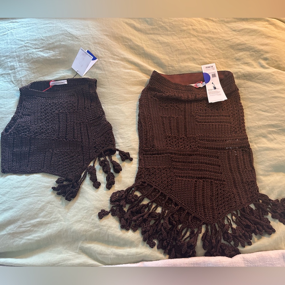 Christopher Esber chocolate brown KNIT SET - (NWT’s) stunning !Top S/M, skirt M